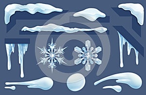Frozen Icicles Ice and Snow Winter Design Elements