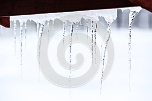 Frozen icy down pipe