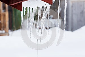 Frozen icy down pipe