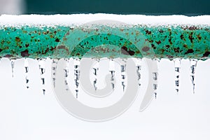 Frozen icy down pipe