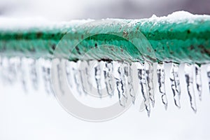 Frozen icy down pipe