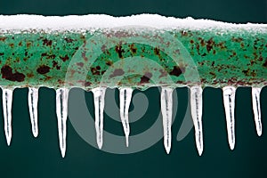 Frozen icy down pipe