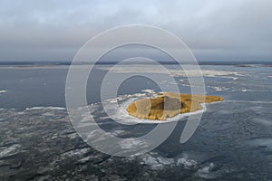 Frozen island in the winter high quality