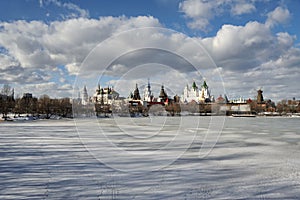 Frozen Izmailovo Ponds and Kremlin in Early Spring