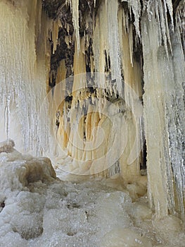 Frozen Jägala juga waterfall in wintertime in Estonia