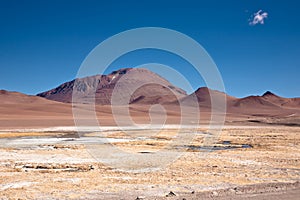 Frozen lagoon in Atacama desert