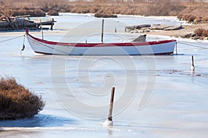 Frozen lagoon in northern Greece