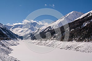 Frozen lake in the Alps