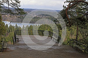 Frozen lake and forest view from the viewpoint