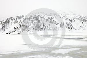Frozen lake on Hemsedal route in Norway, Europe