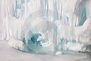 Frozen lake inside ice cave