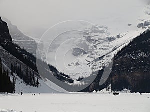 Frozen Lake Louise in winter season