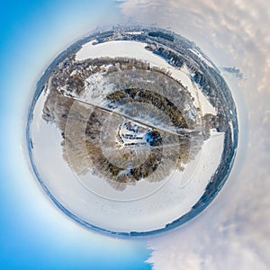 Frozen lake Minsk sea in Belarus