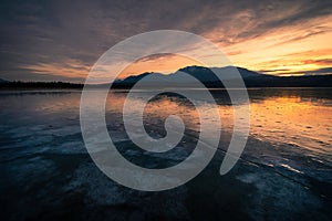 Frozen Lake with a red Sky