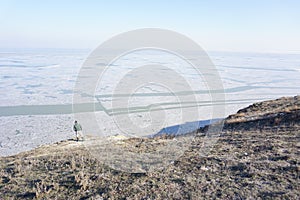 Frozen lake in Roumania ,Jurilovca photo