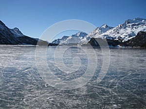 Frozen lake in sils Maria