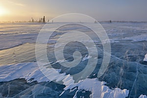 Frozen lake on Tundra