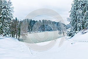 Frozen lake in Zagorje, Croatia