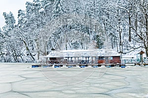 Frozen lake in Zagorje, Croatia