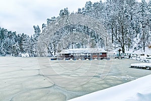 Frozen lake in Zagorje, Croatia