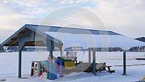 Frozen Lakeside Picnic Area