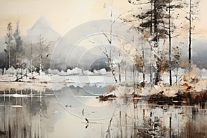Frozen Lakeside Reflections - Generative AI