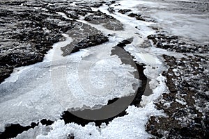 Frozen land in winter