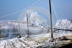 Frozen landscape in Piedmont during winter photo