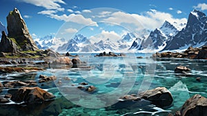 Frozen Landscape: Stylized Wallpaper Of Arctic Beaches And Karst
