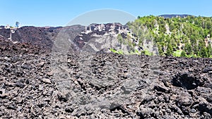 Frozen lava flow on slope of Etna volcano