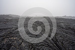 Frozen lava. Lava flows of Tolbachik volcano, Kamchatka peninsula, Russia