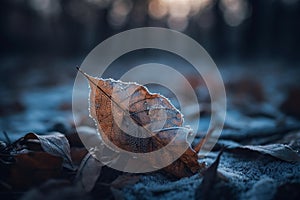 Frozen Leaf at Winter Dawn