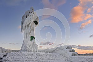 Frozen lighthouse on Rugen