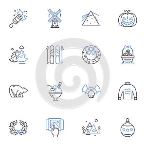 Frozen line icons collection. Elsa, Anna, Olaf, Kristoff, Sven, Arendelle, Ice vector and linear illustration. Snow