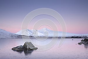 Frozen Loch Rannoch Moor Winter by Glencoe West Highlands Black Mount Scottish Mountain