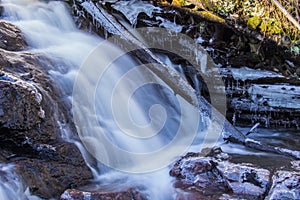 Frozen log in a waterfall