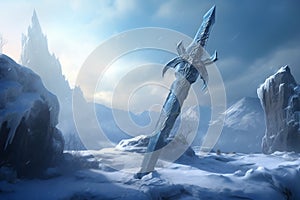 Frozen magical sword. Generate Ai