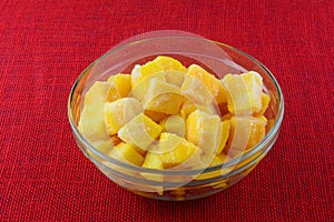 Frozen mango fruit chunk cubes