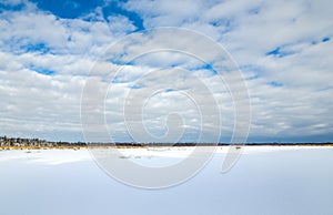 Frozen Marsh Land In Winter