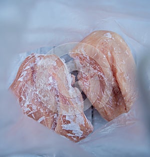 frozen meat, chicken fillet in a bag
