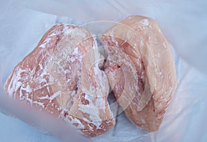 frozen meat, chicken fillet in a bag