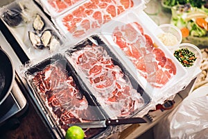 Frozen meat for consume in the foam tray,Raw material texture photo