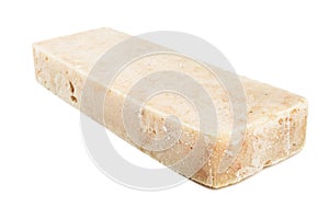 Frozen minced fish on white