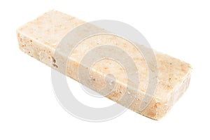 Frozen minced fish on white