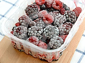 Frozen mixed berries close up.