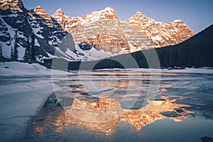 Frozen Moraine Lake in Canada