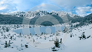 Frozen mountain lake  at Velez mountain, Bosnia and Herzegovina-Europe