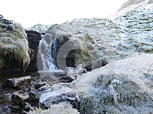 A frozen mountainside stream,Sligo Ireland