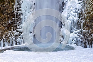 Frozen Multnomah Falls Closeup