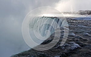 Frozen Niagara Falls in winter season